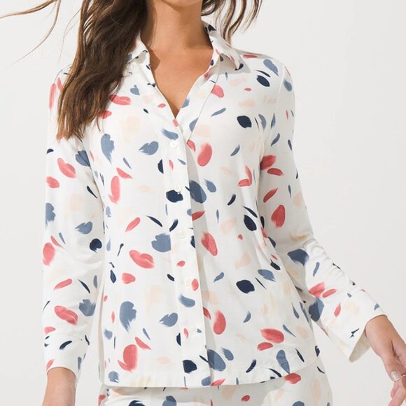 NWT Soma COOL NIGHTS Mix & Match Notch Collar Long Sleeve PJ Top - Picture 1 of 4